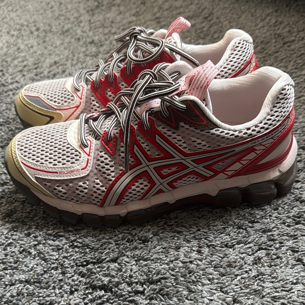 ASICS Red and White Running Shoes